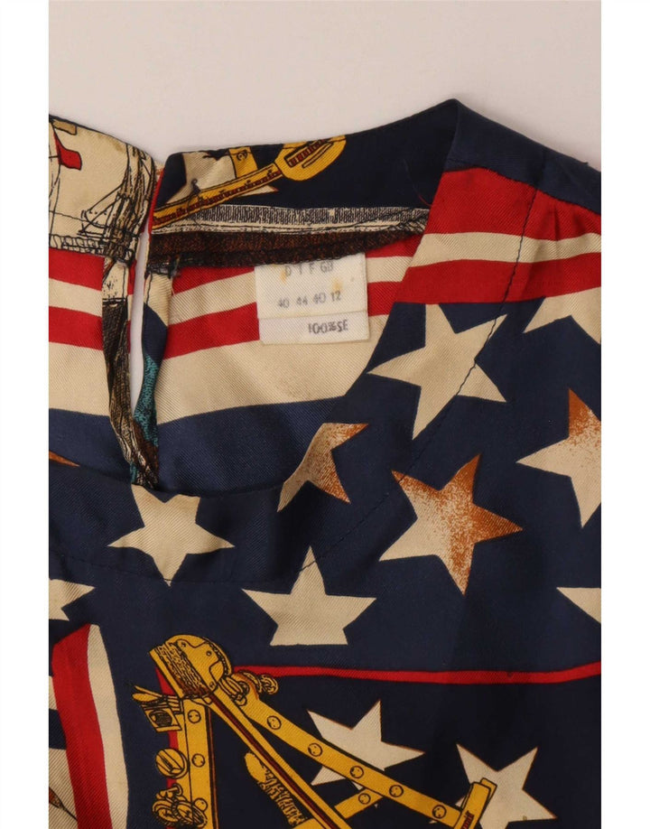 Vintage Damebluse Top UK 12 Medium Multicolored Nautical