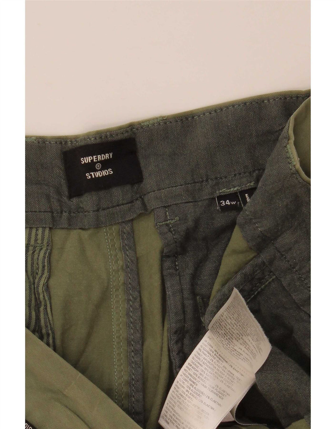 Superdry Chino Shorts til mænd W34 Large Green Bomuld