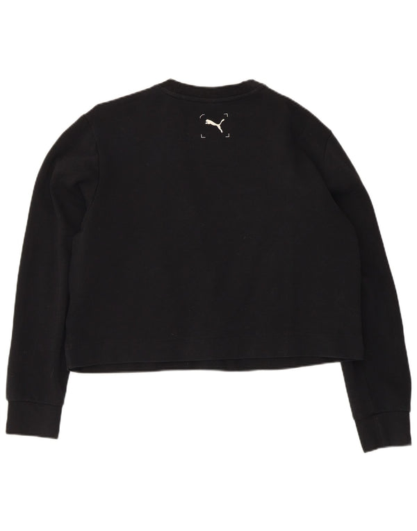 Puma Womens Graphic Crop Sweatshirt Jumper UK 14 Medium Black