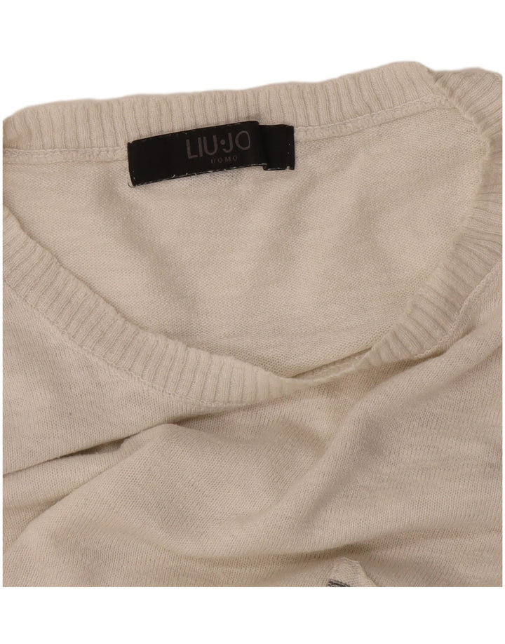Liu Jo Herre sweater med rund hals, stor hvid