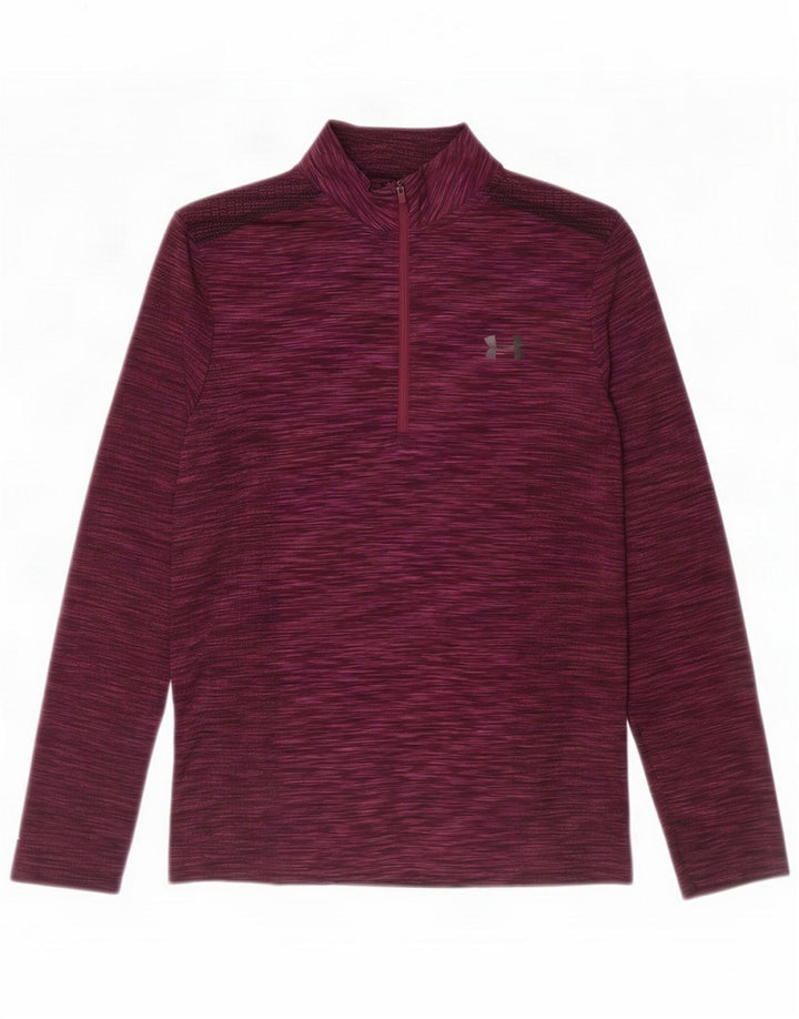 Under Armour Pullover med lynlås til mænd til mænd, træningsdragt Top Large Burgundy Polyester