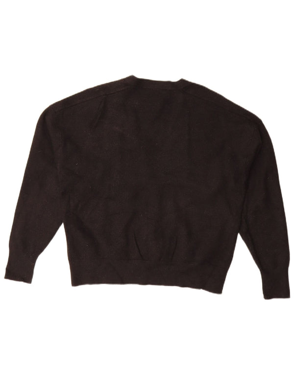 Zara Womens Crop Cardigan Sweater UK 14 Medium Black Viscose