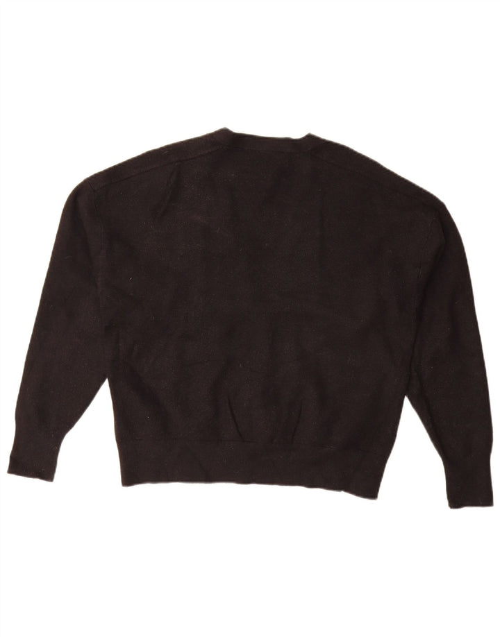 Zara Womens Crop Cardigan Sweater UK 14 Medium Black Viscose