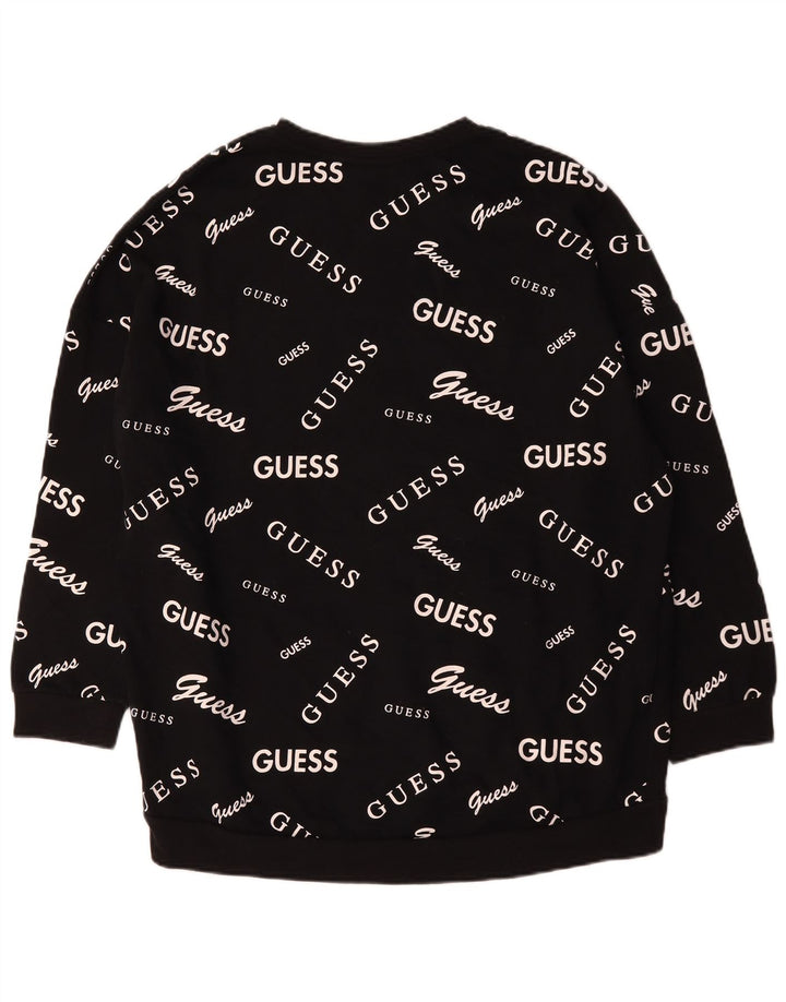 Guess Womens Grafisk Oversized Sweatshirt Jumper UK 18 XL Sort Bomuld