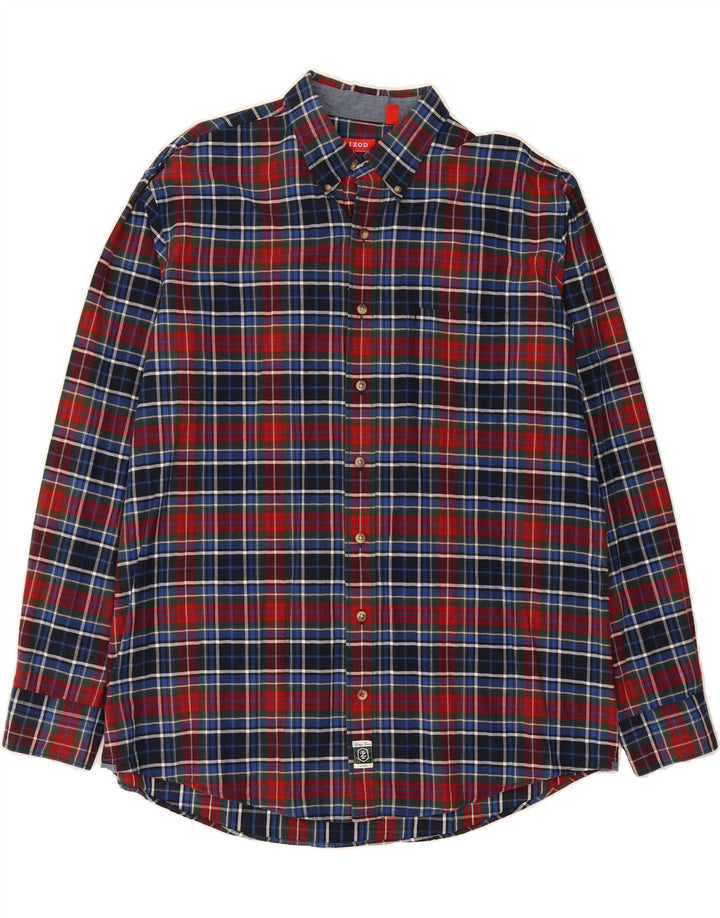 IZOD Mens Big & Tall Flannel Shirt XL Red Check Cotton Vintage Izod and Second-Hand Izod from Messina Hembry 