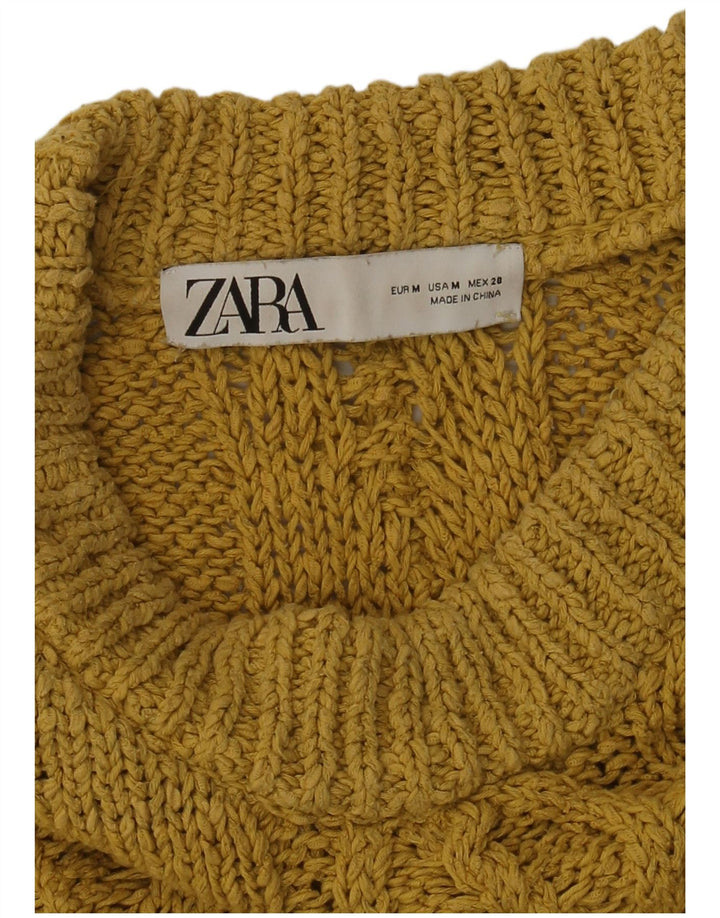 Zara Dame Oversized Crew Neck Jumper Sweater UK 14 Medium Yellow