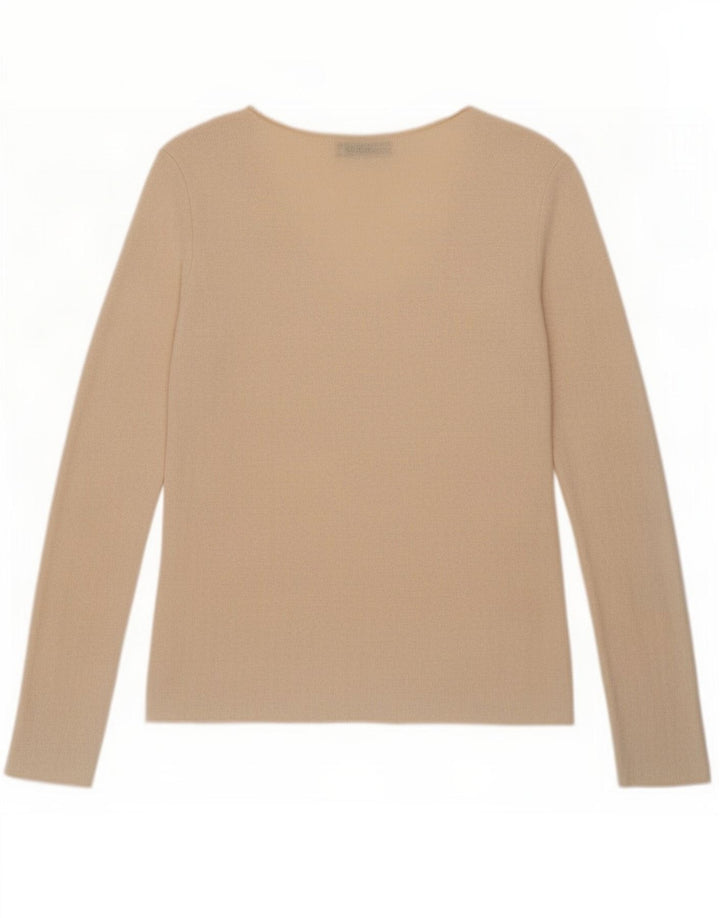 Zara Dame Top Langærmet UK 10 Small Beige Viscose