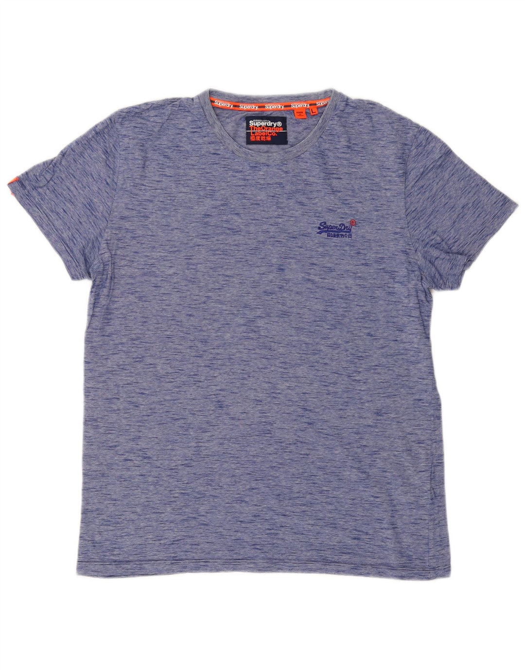 Superdry T-shirt top til mænd, stor blå flækket bomuld