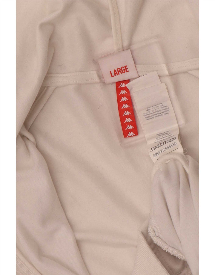 Kappa Herre grafisk hættetrøje med lynlås stor hvid polyester