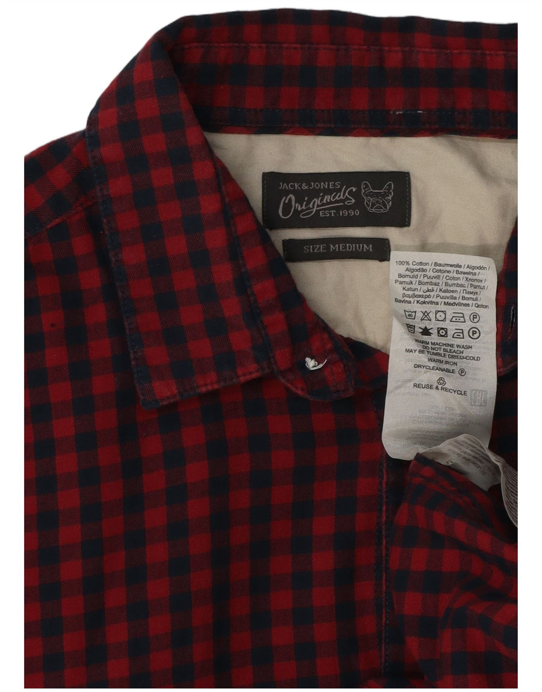 Jack & Jones Kortærmet Herreskjorte Medium Rød Gingham Bomuld