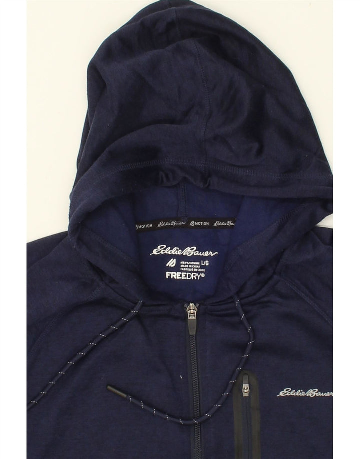 EDDIE BAUER Mens Zip Hoodie Sweater Large Navy Blue Polyester Vintage Eddie Bauer and Second-Hand Eddie Bauer from Messina Hembry 
