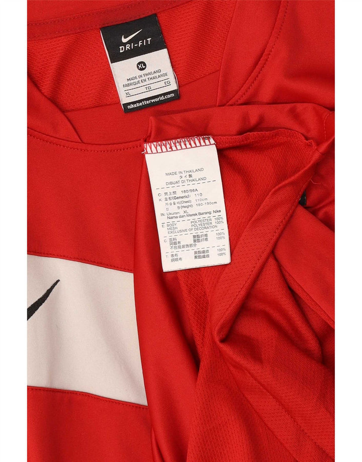 Nike Herre Dri Fit Grafisk T-Shirt Top XL Rød Colourblock Polyester