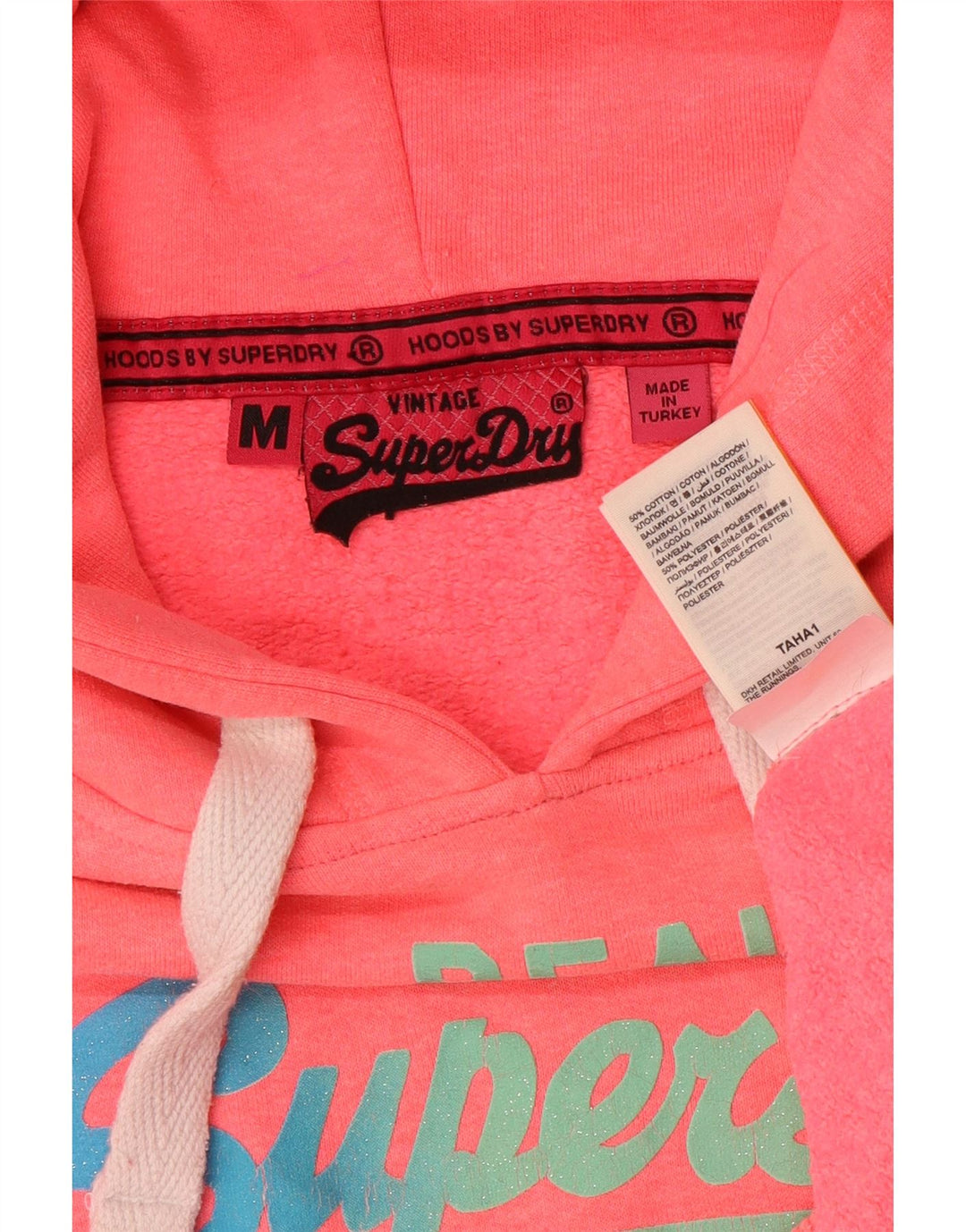 Superdry Grafisk hættetrøje til kvinder UK 14 Medium Pink Bomuld