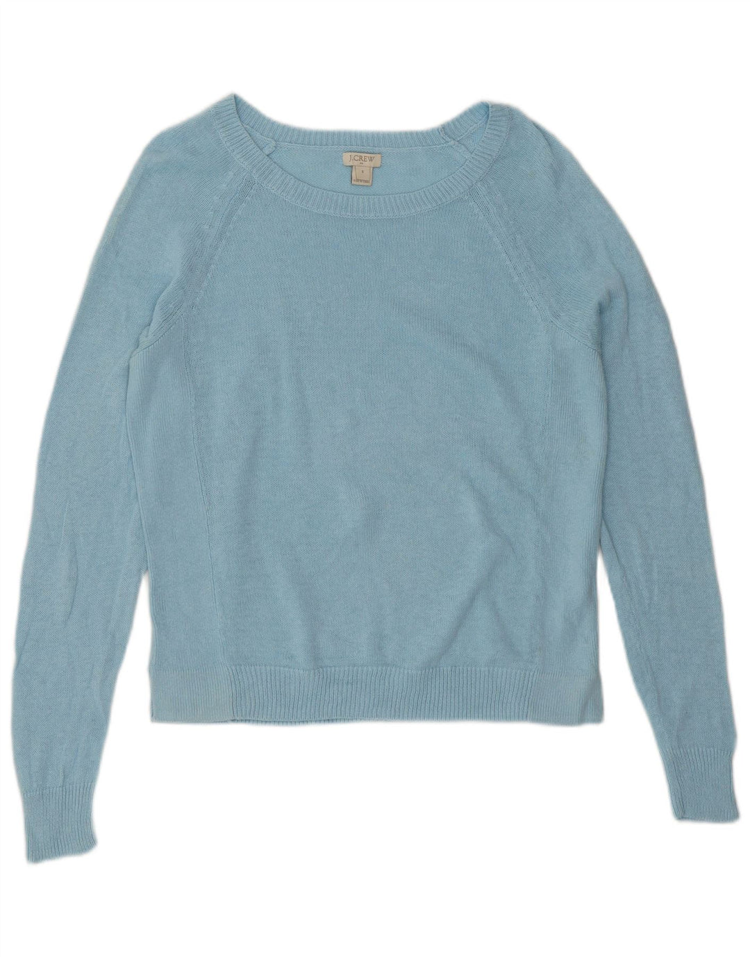 J. CREW Womens Crop Boat Neck Jumper Sweater UK 10 Small Blue Linen