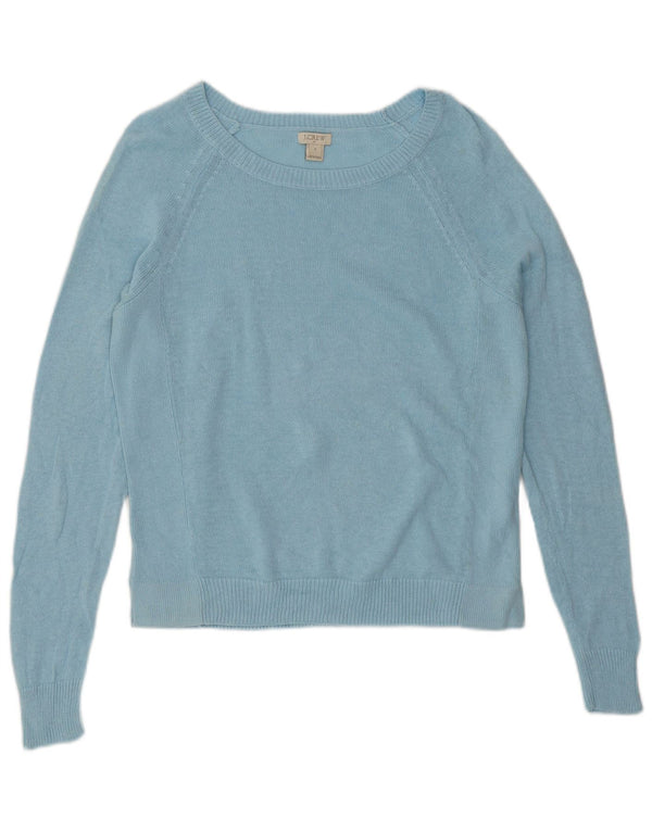 J. CREW Womens Crop Boat Neck Jumper Sweater UK 10 Small Blue Linen