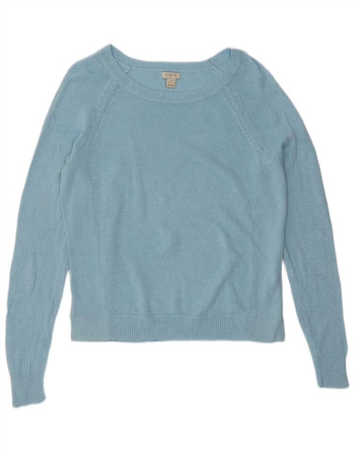 J. CREW Womens Crop Boat Neck Jumper Sweater UK 10 Small Blue Linen
