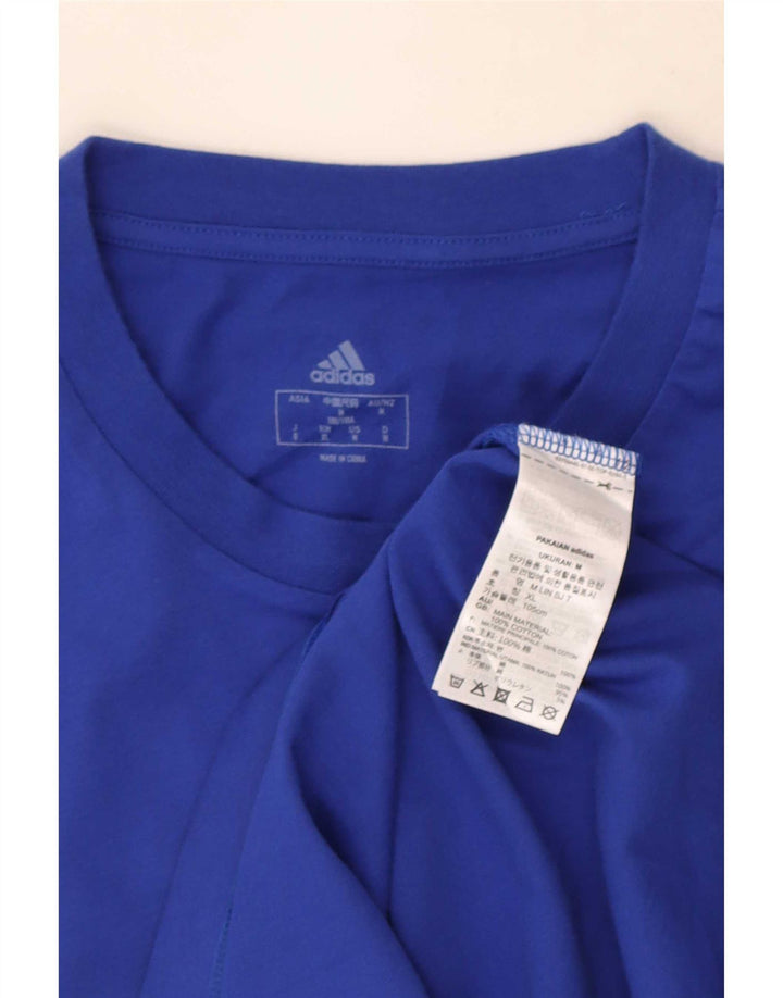 Adidas Grafisk T-shirt top mellemblå bomuld til mænd