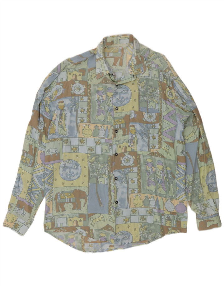 Vintage herreskjorte Stor flerfarvet patchwork