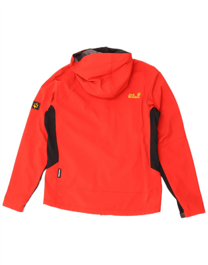 Jack Wolfskin Regnjakke med hætte til mænd UK 36/38 Medium Red Colourblock
