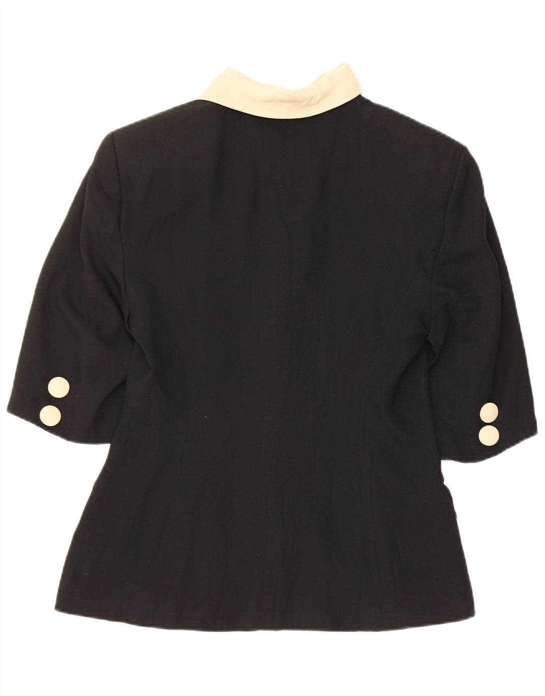 Vintage kortærmet blazerjakke til kvinder UK 12 Medium Black Colourblock
