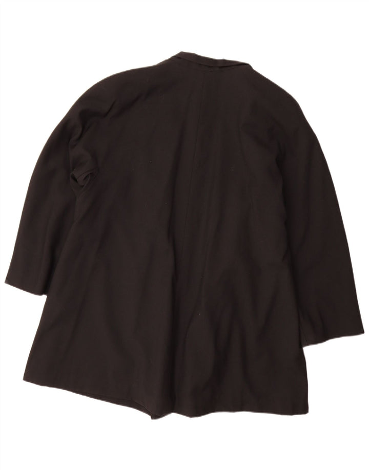 Vintage Dame Open Oversized Overfrakke IT 40 Small Black Virgin Wool