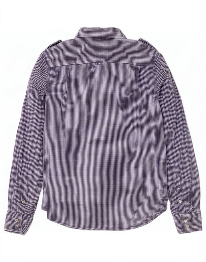 Tommy Hilfiger Herre Military Shirt Small Blue Gingham Cotton