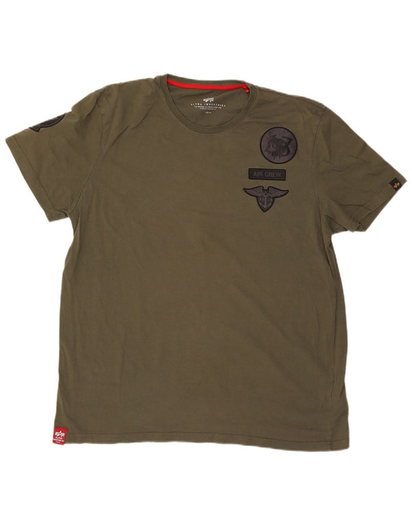 Alpha Industries Herre Grafisk T-Shirt Top 3XL Khaki Bomuld