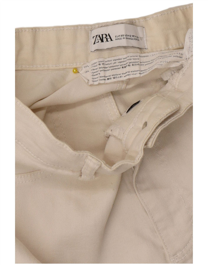 Zara Dame Slim Jeans EU 38 Small W28 L29 Off White Bomuld
