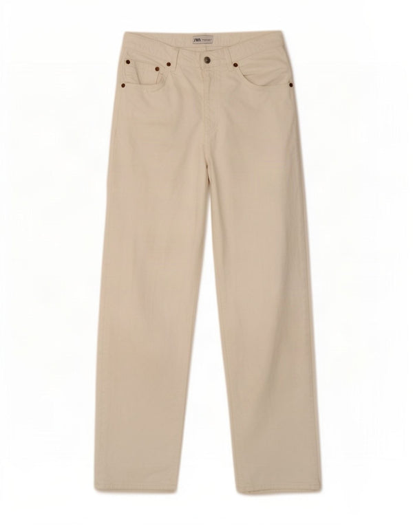 Zara Dame Løse Jeans EU 42 Large W32 L30 Hvid Bomuld