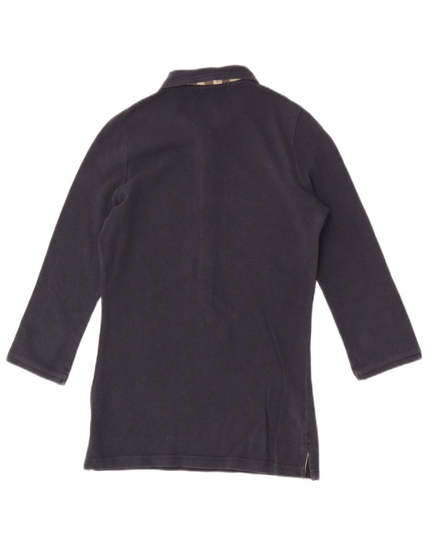 Burberry 3/4-ærmet poloshirt til kvinder UK 10 Lille marineblå bomuld