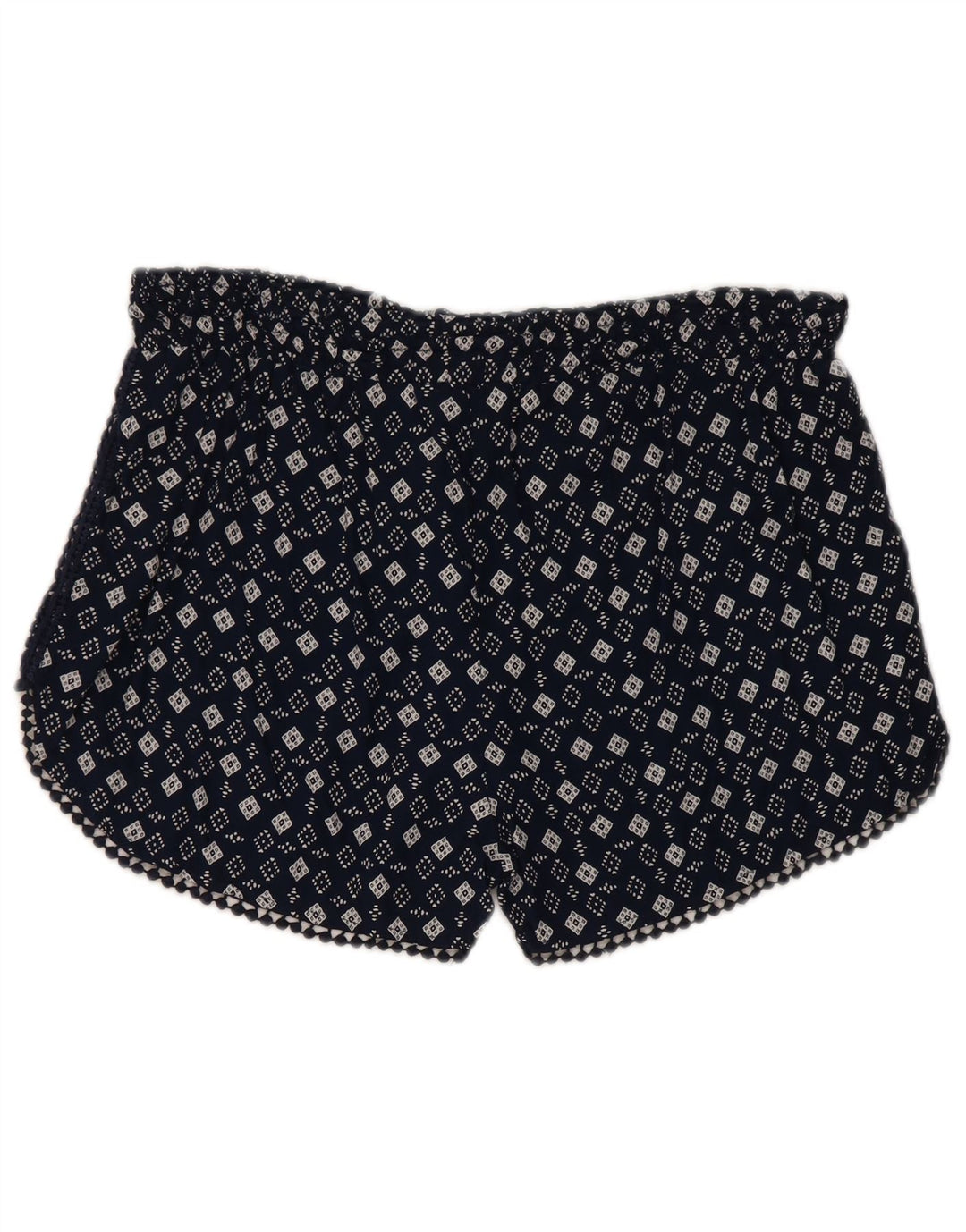Superdry Hot Pants til kvinder store W32 marineblå geometrisk viskose