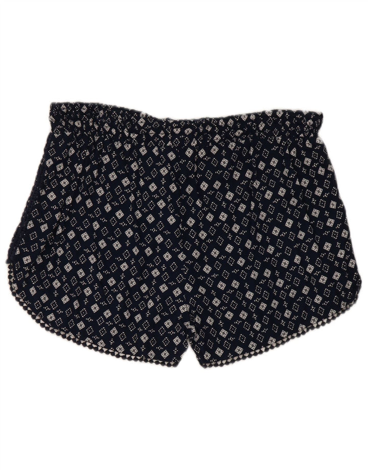 Superdry Hot Pants til kvinder store W32 marineblå geometrisk viskose