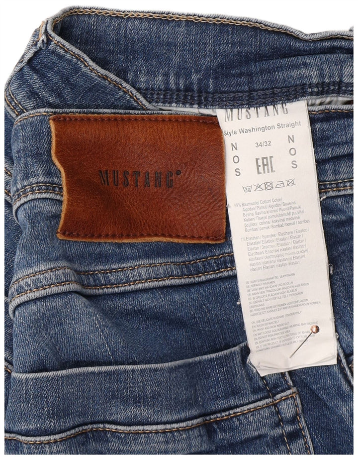 MUSTANG Mens Straight Jeans W34 L32 Blue Cotton