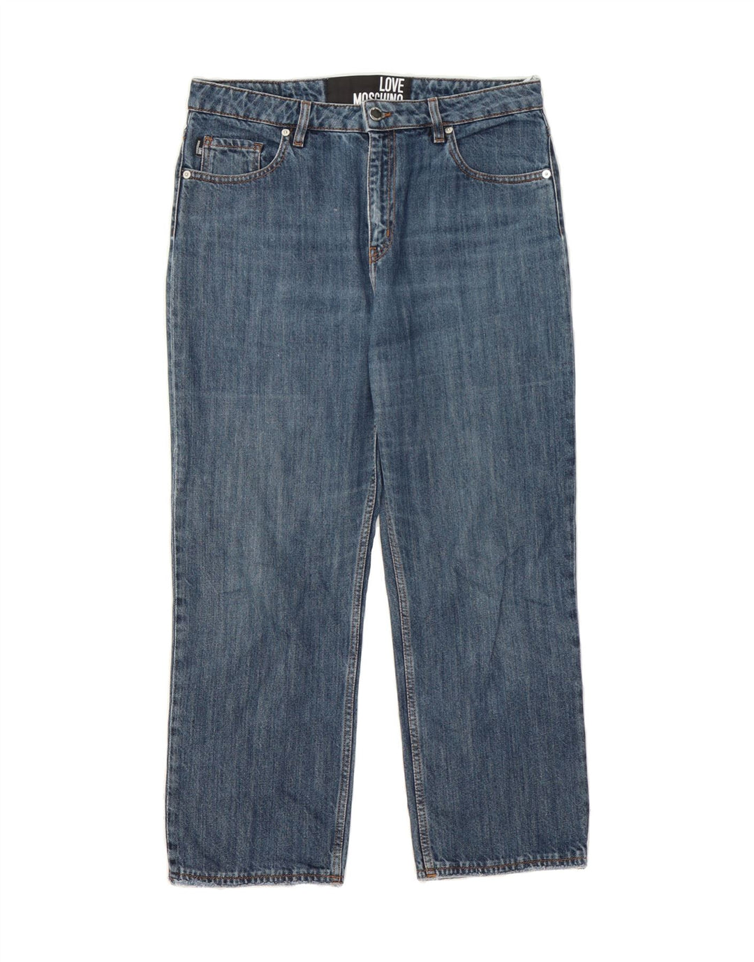 MOSCHINO Womens Crop Straight Jeans W29 L25 Blue Cotton Vintage Moschino and Second-Hand Moschino from Messina Hembry 