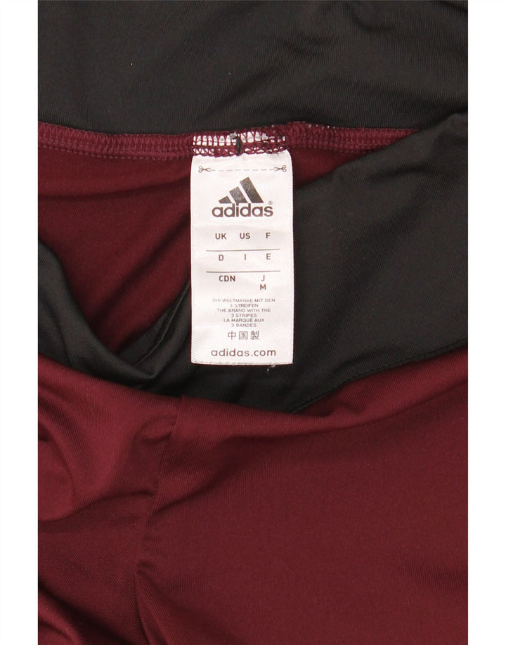 Adidas Womens Climalite Leggings UK 12 Medium Burgundy Colourblock
