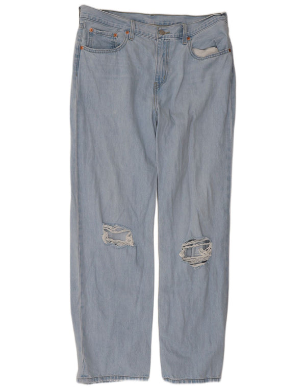 Levi's Men Distressed Straight Jeans W36 L30 Blå
