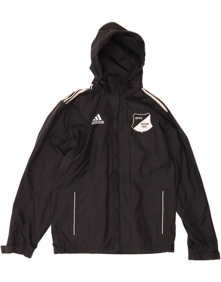 ADIDAS Mens Hooded Rain Jacket UK 36/38 Small Black Nylon Vintage Adidas and Second-Hand Adidas from Messina Hembry 