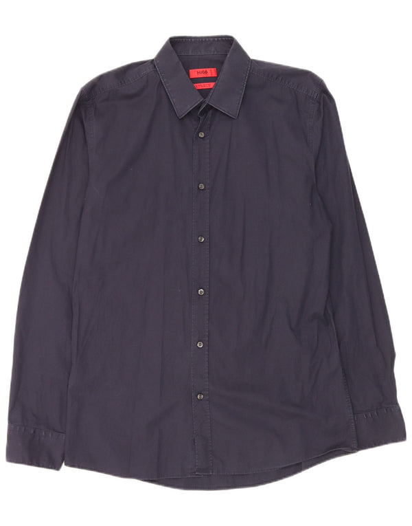 Hugo Boss Herre Extra Slim Fit Skjorte Størrelse 40 Medium Marineblå Bomuld