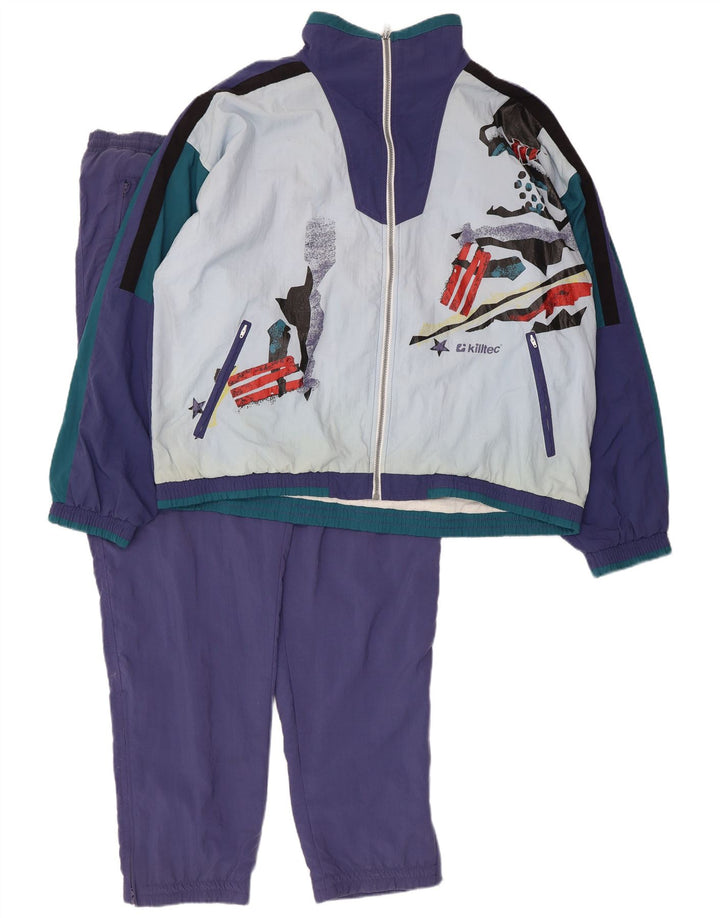 Killtec Herre grafisk hel træningsdragt Stor blå farveblok polyamid