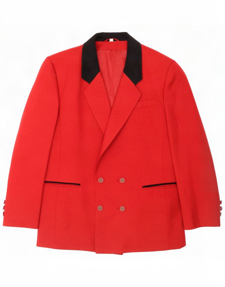 Vintage Dame Dobbeltradet Oversized Blazer Jacket UK 18 XL Rød Uld