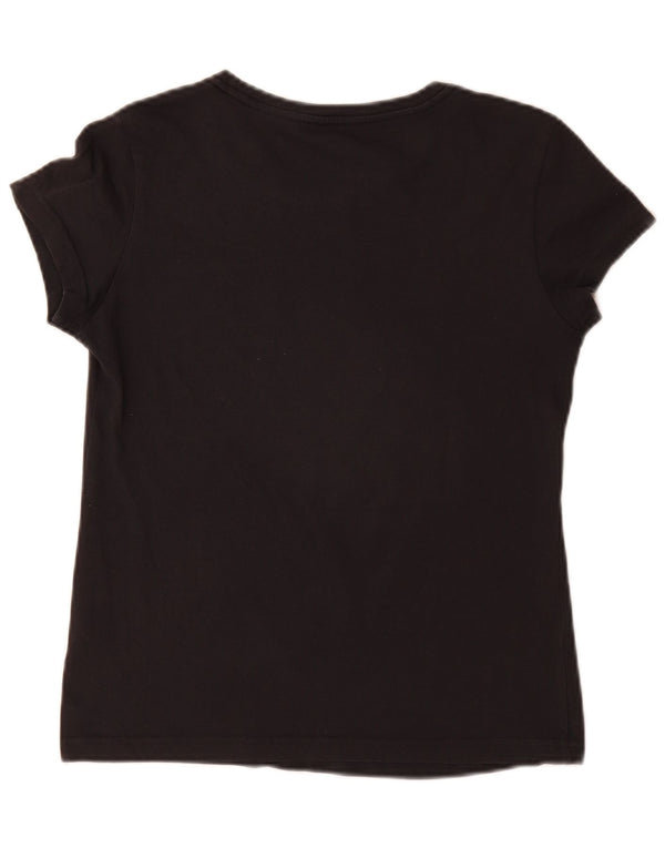 Adidas Dame Grafisk T-Shirt Top UK 8/10 Small Black Bomuld