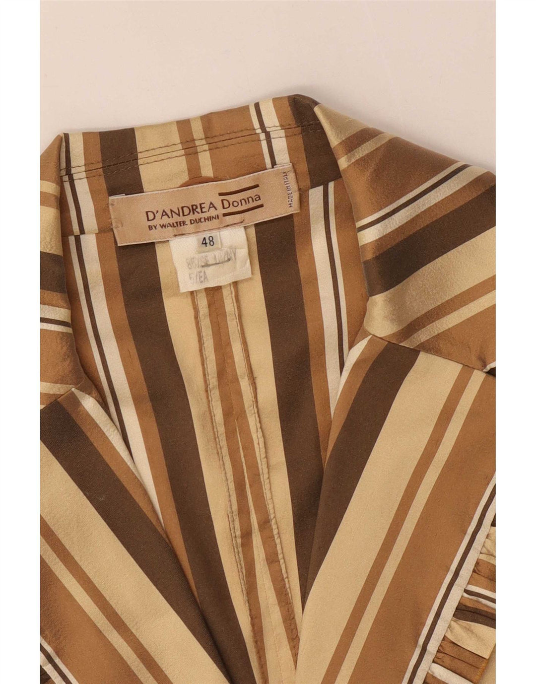 Vintage dame 3-knaps 3/4-ærmet blazerjakke IT 48 XL Beige stribet