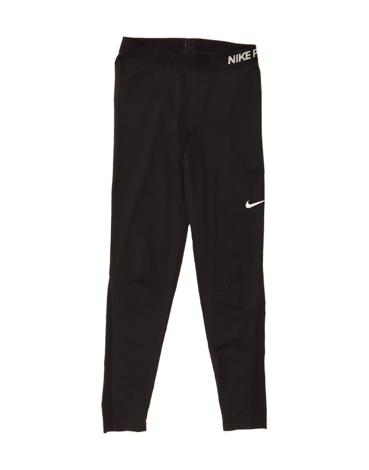 NIKE Womens Dri Fit Graphic Leggings UK 12 Medium  Black Polyester Vintage Nike and Second-Hand Nike from Messina Hembry 