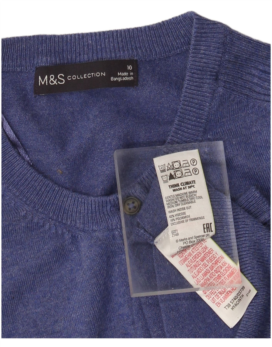 MARKS & SPENCER Dame cardigan sweater UK 10 Small Blue Viscose