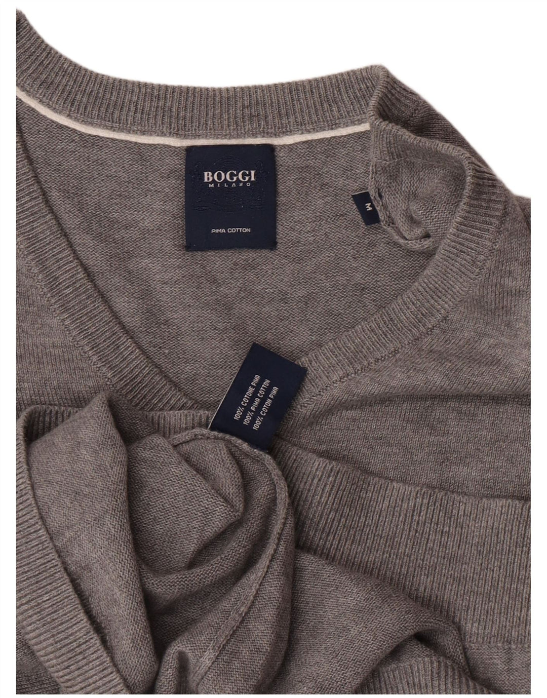 Boggi Herre Milano V-hals sweater Medium Grå Flecked Bomuld