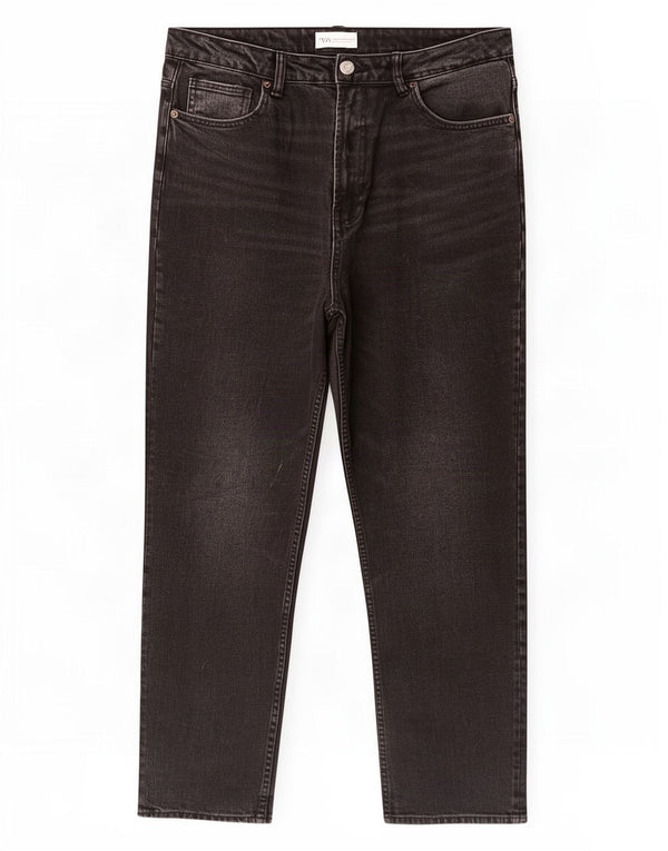 Zara Dame Straight Jeans EU 46 2XL W36 L28 Sort