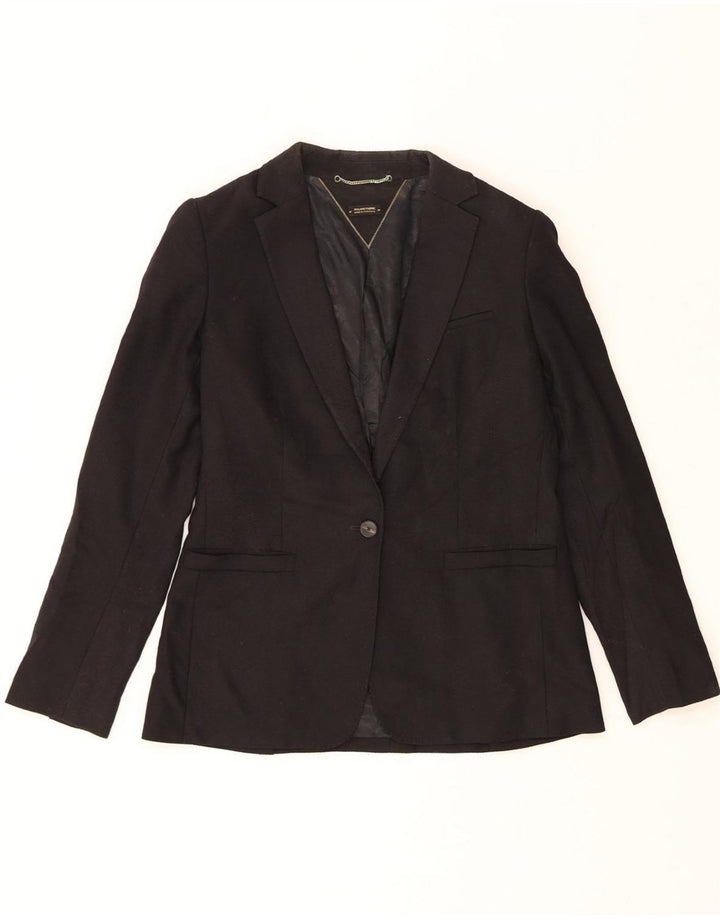 MASSIMO DUTTI Womens 1 Button Blazer Jacket EU 38 Small Black Wool Vintage Massimo Dutti and Second-Hand Massimo Dutti from Messina Hembry 