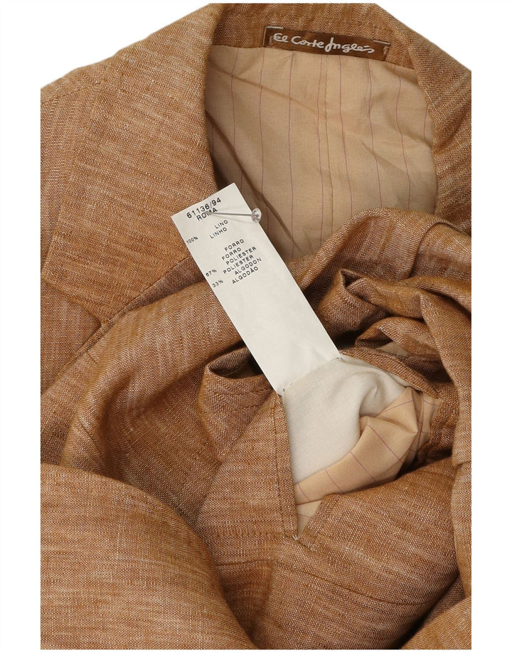 El Corte Ingles Herre 3 Button Blazer Jacket IT 50 Large Brown Linen