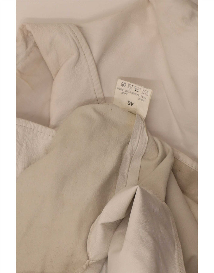 Vintage Dame Overshirt Læder Skjorte IT 46 Large White