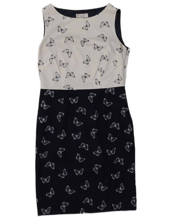 Laura Ashley Womens Sheath Dress UK 14 Medium White Colourblock Butterfly